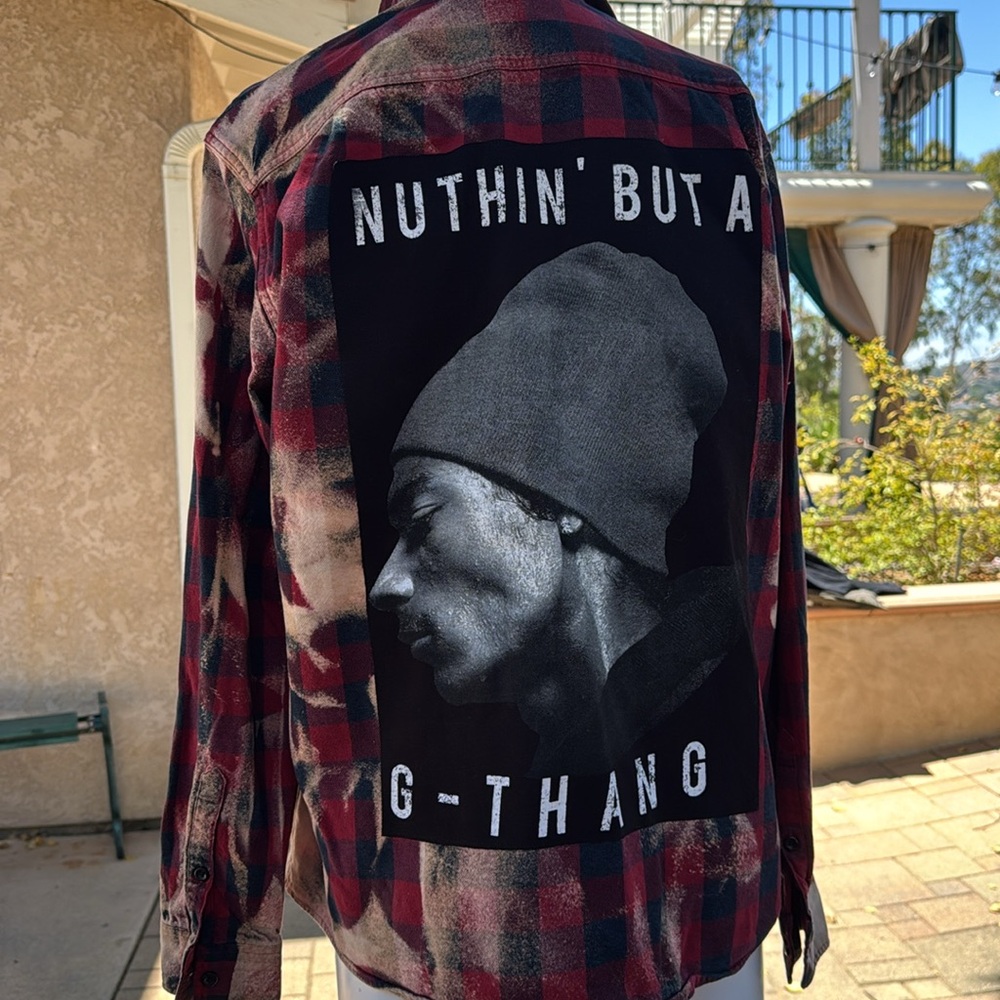 Vintage plaid snoop dog nuthin but a G thang jacket bleached distressed